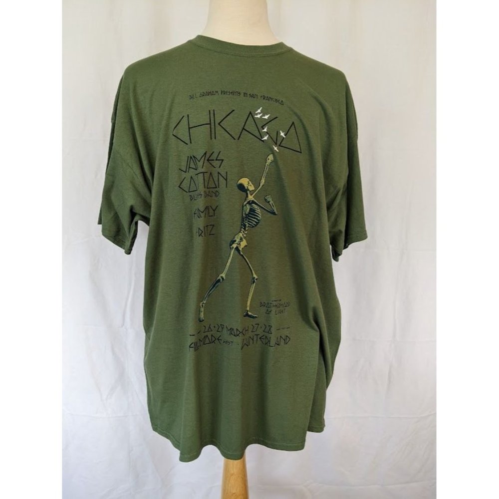 Men's Chicago James Cotton Blues Band T Shirt Size XXL Green Wolfgang's Music